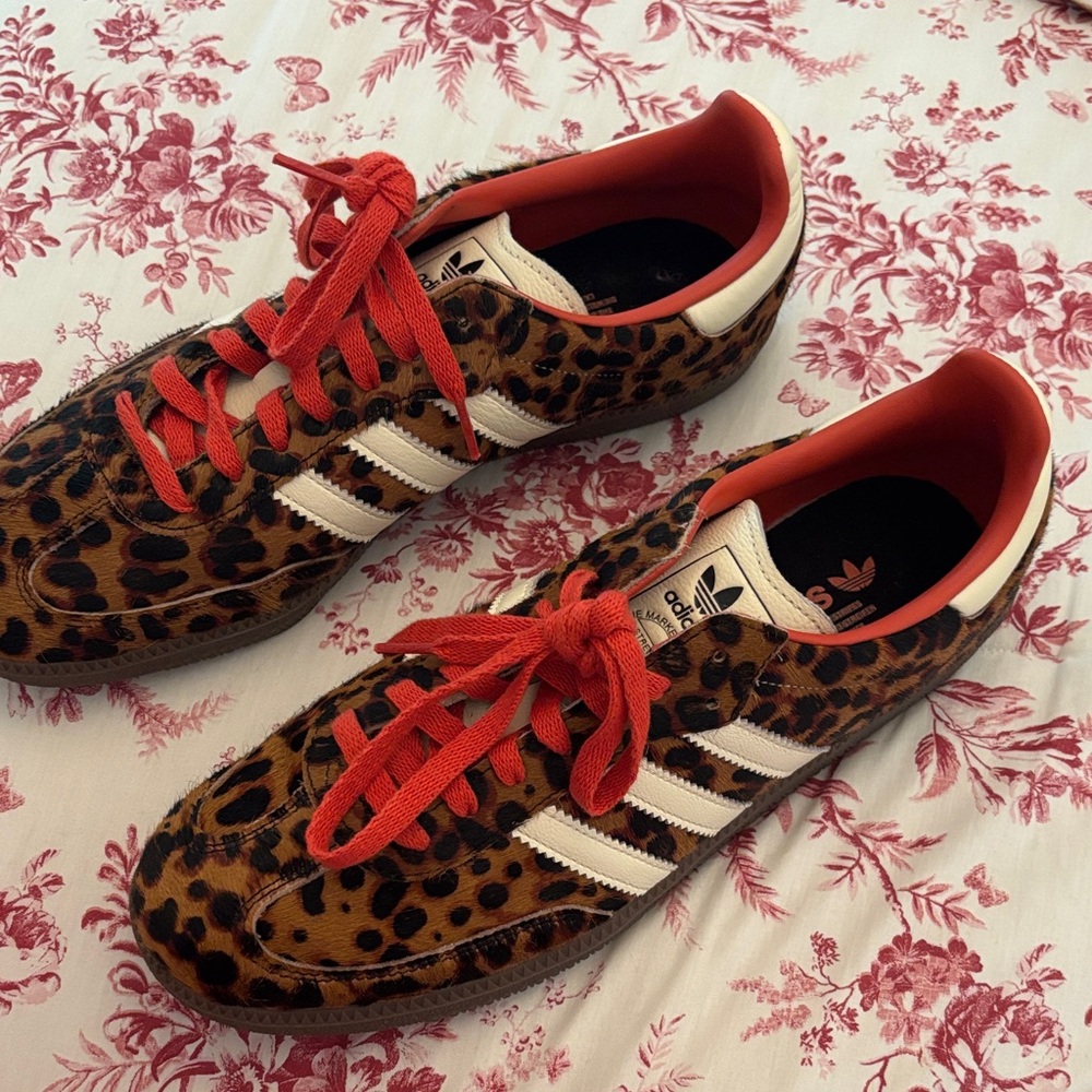 Samba OG Adidas Animal Print Sneakers with Red Laces US size 11.